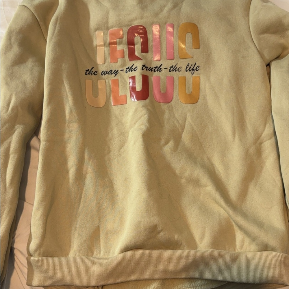 Beige Sweatshirt with Graphic Text